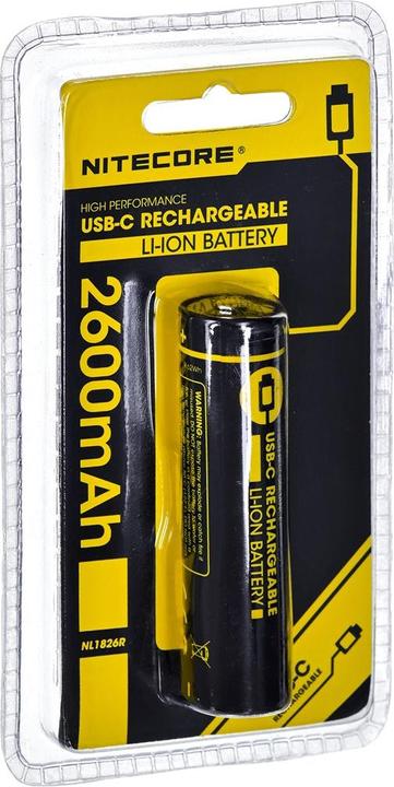 Actual product image Nitecore 18650 USB Akku 2600mAh NL1826r