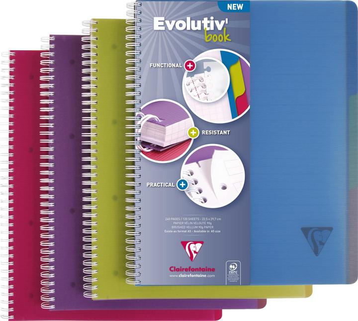 Produktbild Clairefontaine Spiralheft Evolutiv'Book (A4+, Liniert, Harter Einband)