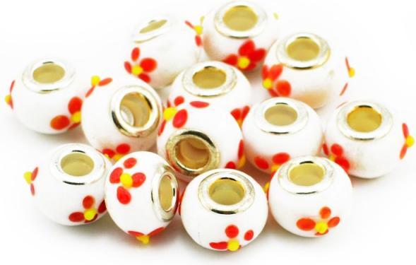 Hermex Glas Bead versilbert 925 - Silbrig Weiss (Silber 925, Glas)