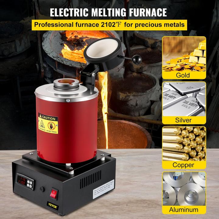 Image du produit Vevor Four de fusion des métaux 1750 W - 3Kg (1 x)