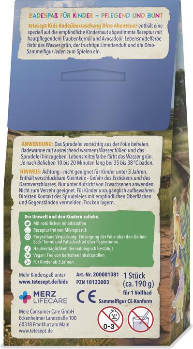 Nährwerte und Zutaten Tetesept Kids Badeüberraschung Dino Abenteuer (188 ml, Badesalz)
