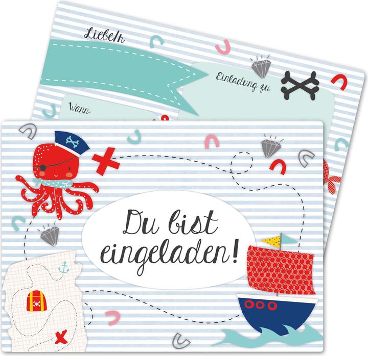 Image du produit Papierdrachen 12 cartes d'invitation pour un anniversaire - Pirate (12 pcs)