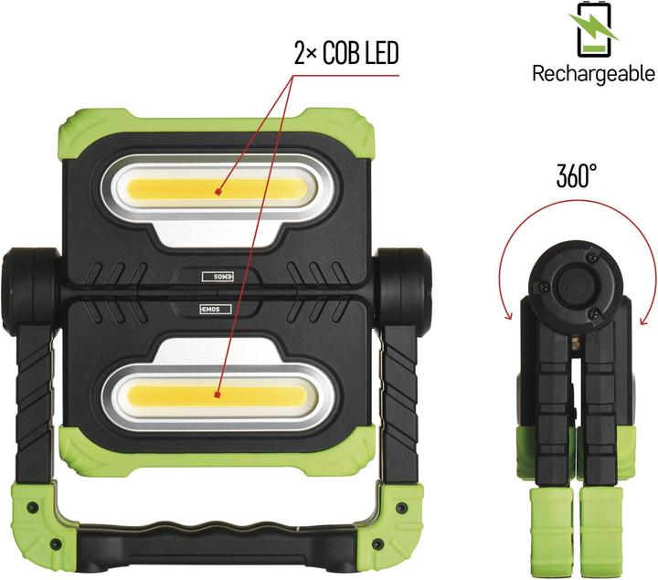Actual product image Emos Rechargeable COB LED Work Floodlight P4536, 2000 lm, 8000 mA (2000 lm)