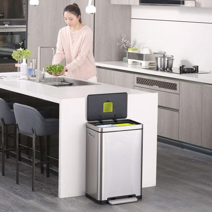 Immagine prodotto EKO Sistema di raccolta differenziata X-Cube a pedale in acciaio inox 2 x 20 L in acciaio inox (40 l)