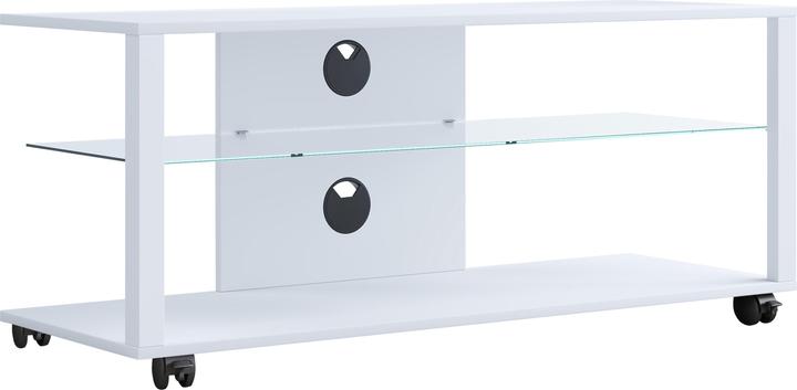 Image du produit VCM Bois TV Lowboard Roulettes Meuble TV mobile Rack Console Meubles Table TV Phono Verre (115 x 40 x 45 cm)