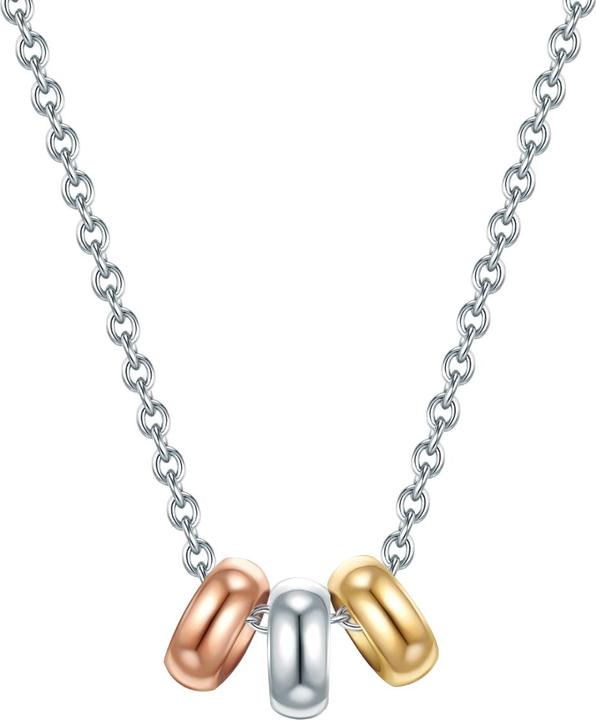 Immagine prodotto Trilani Catena da donna in argento sterling argento/oro giallo/oro rosa 42,0 cm di base + 5,0 cm di (Argento, 42 - 47 cm)