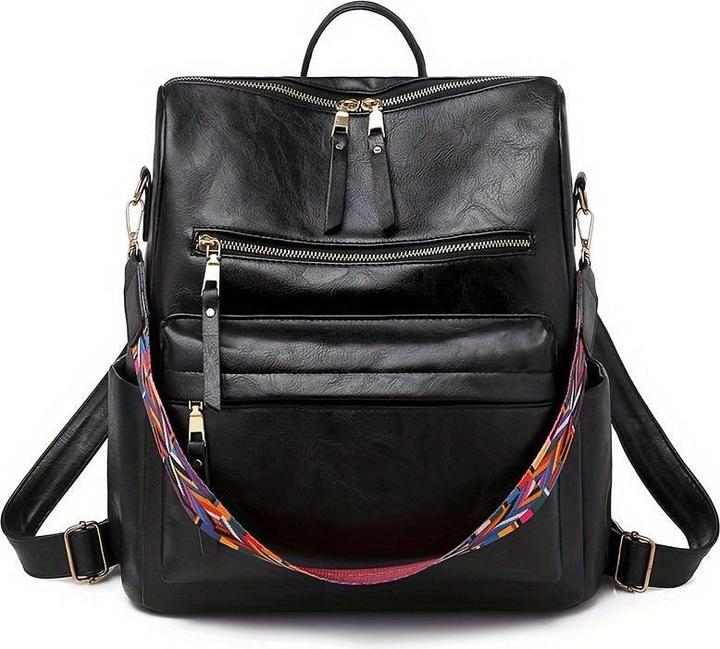 Only-Bags.Store Retro Rucksack Handtasche, Boho Strap Zwei-Wege-Umhängetasche, Mode Vegan Leder Schultasche Daypack