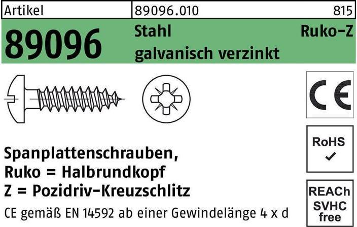 Actual product image Dönges Chipboard screw panhead Z, cross recess PZ, 4.0 x 20 mm (1000 Screws per piece)