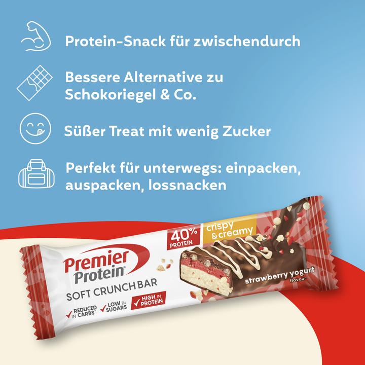 Produktbild Premier Protein Soft Crunch Bar 40% Protein (Joghurt, Erdbeere, 12 Stk., 480 g)