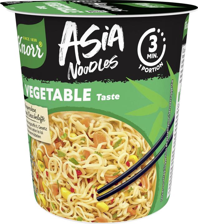 Produktbild Knorr Asia Noodles Vegetable Becher Instant Nudeln Asiatisch Snack Gemüsegeschmack in 3 Minuten zubereitet (79 g)