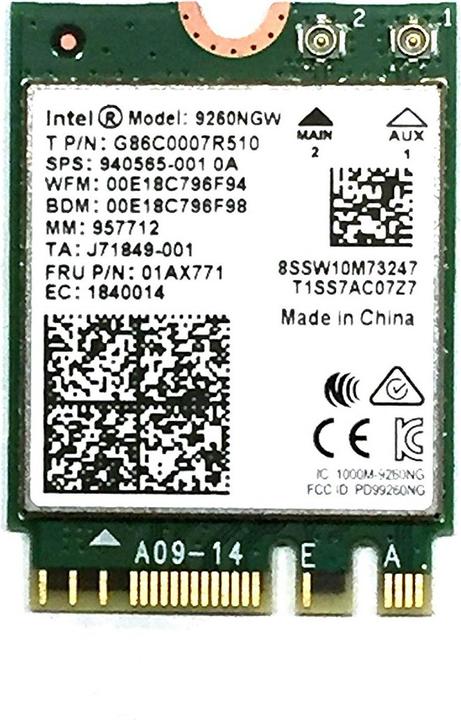 Image du produit Intel AC 9260 (M.2 Clé A)