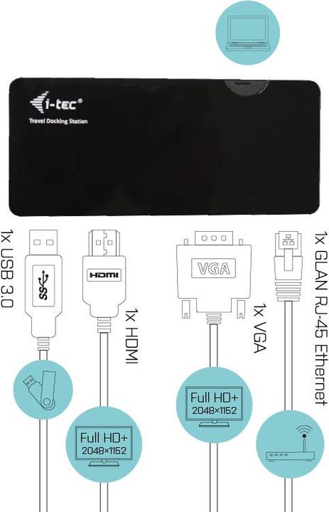 Produktbild i-tec Travel Dock (USB-A, 1 Ports)