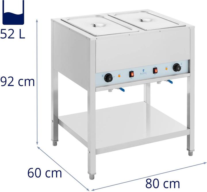 Actual product image Royal Catering Bain Marie - 1265 W - 2 x GN 1/1 - with substructure -