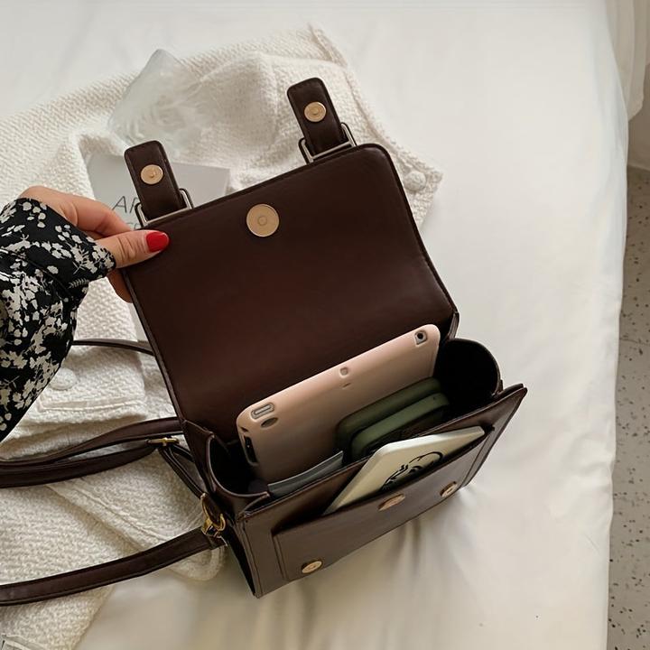 Image du produit Only-Bags.Store Sac à dos vintage à rabat, sac d'école à décor de boucles, sac à bandoulière à poignée supérieure