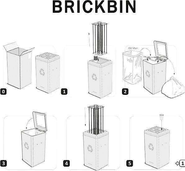 Image du produit ReinigungsBerater Système de tri des déchets BrickBin Collecteur de gobelets noir jaune 65 L avec 5 trous (ouvertures (65 l)