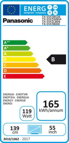 Label énergétique Panasonic Tx-55fzc804 (55", OLED, 4K, 2018)