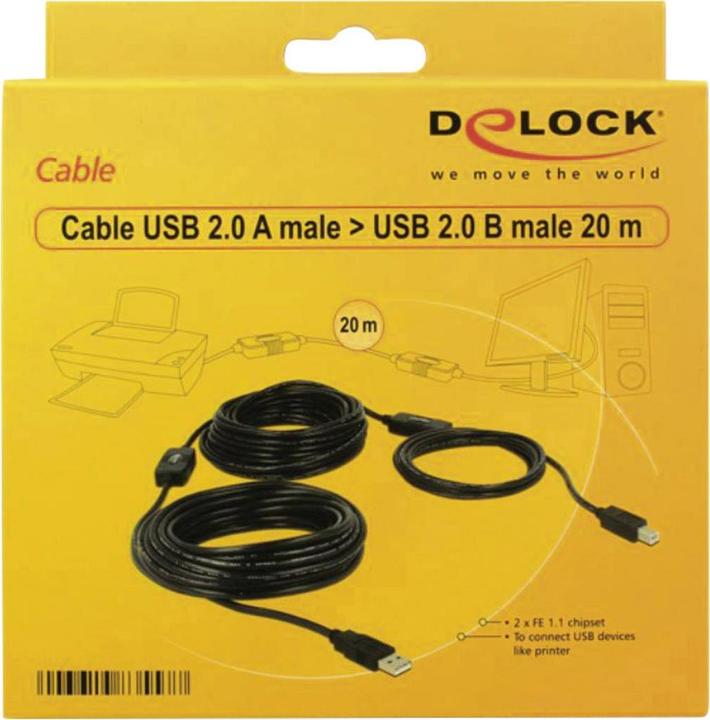 Produktbild Delock extralanges USB-Kabel (20 m, USB 2.0, 2.50 W)
