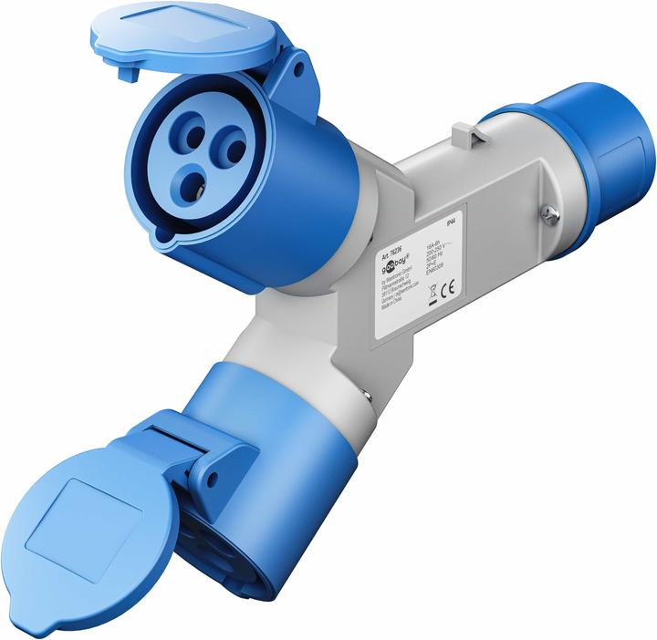 Actual product image Goobay CEE-Adapter, CEE-Stecker auf 2x CEE-Kupplung (CEE 7/3, CEE)