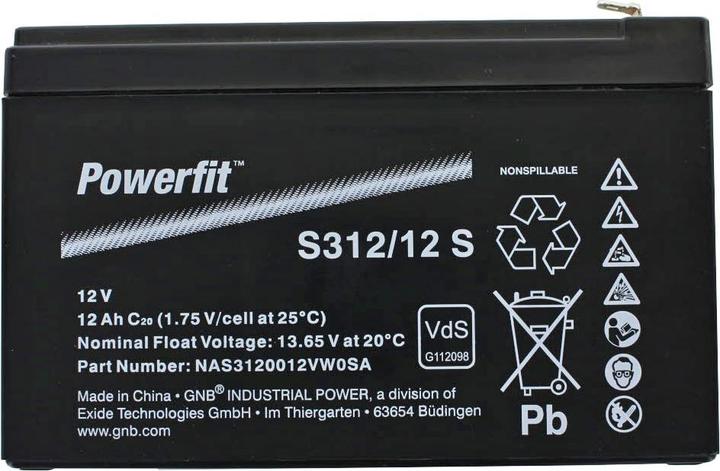Actual product image Exide Akku Powerfit S312/12S, Anschluss 4,8mm (12 V, 12 Ah)
