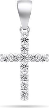 Brilio Silver - Modern silver pendant with zircons Cross PT69W