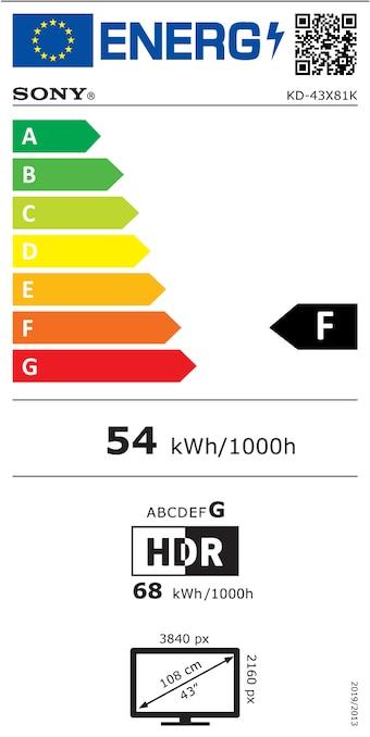 Energy Label Sony KD-43X81K (43", X81K, LCD, UHD, 2022)