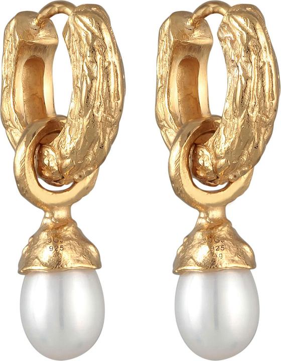 Image du produit Elli PREMIUM Boucles d'oreilles Créoles Perle d'eau douce Organic 925 Argent (Argent sterling 925)