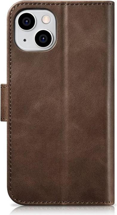 Actual product image iCarer oil Wax wallet case 2 in1 case iPhone 14 leather flip cover anti-RFID brown (WMI14220721-BN) (Apple iPhone 14)