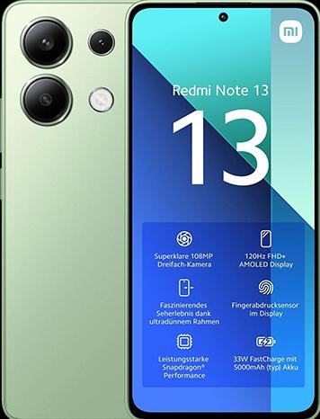 Produktbild Xiaomi Redmi Note 13 (256 GB, Mint Green, 6.67", Hybrid Dual SIM, 108 Mpx, 4G)