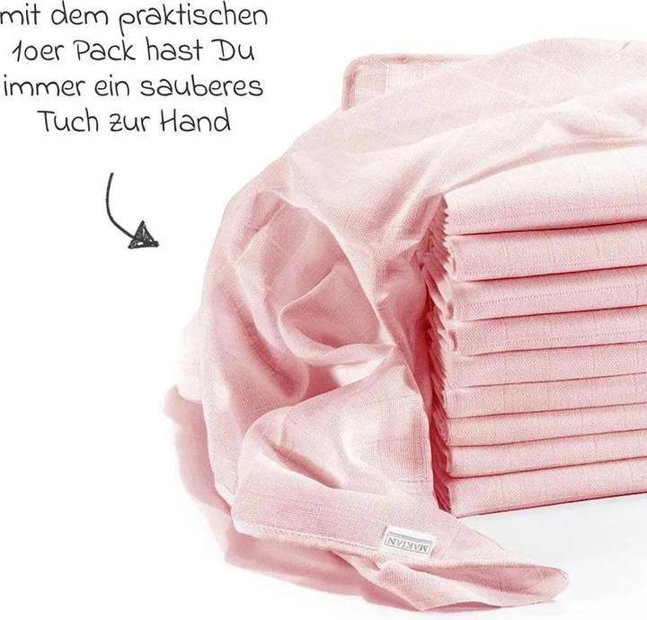 Produktbild Makian Mullwindeln & Mulltücher Mullwindel / Mulltuch 10er Pack 80 x 80 cm - Puder (80 cm, 80 cm)