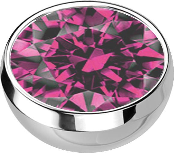 Star Piercing Micro Halbkugel silber mit Kristall pink (ohne Messing, Chirurgenstahl 316L)