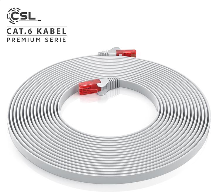 Image du produit CSL Câble réseau CAT.6 plat - Câble Ethernet Gigabit Lan RJ45 - Comp. CAT.5 CAT.6 CAT.7 CAT.8 (UTP, CAT6, 10 m)
