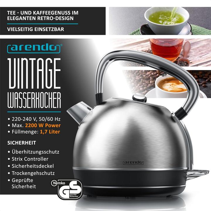 Produktbild Arendo Vintage Wasserkocher mit Temperatureinstellung (1.70 l)