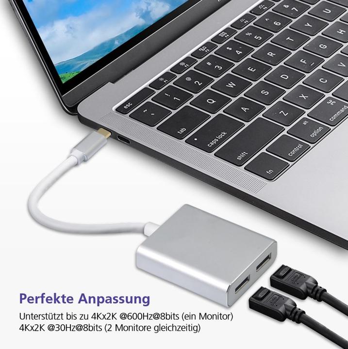 Produktbild Helos Display-Splitter - USB-C (M) zu DisplayPort (W) (USB Typ-C, 10 cm)