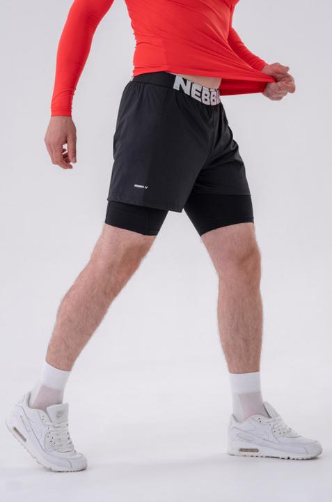 Actual product image Nebbia Double-Layer Shorts with Smart Pockets 318 black (XXL)