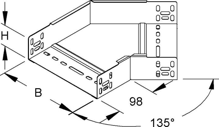 Produktbild Niedax NIE RBA 60.600 F Bogen 45Â°, 60x602 mm, m. ungelochten Seitenholmen feuerver (6 cm)
