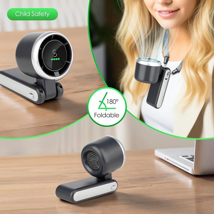 Produktbild PhoneLook Tragbarer faltbarer USB-Lüfter wiederaufladbar ultra-leise 5 Geschwindigkeiten 3600mAh Akku 10h Lauf (60 dB)