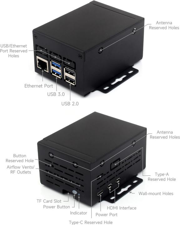 Actual product image WaveShare Industrial metal housing (D) for Raspberry Pi 5