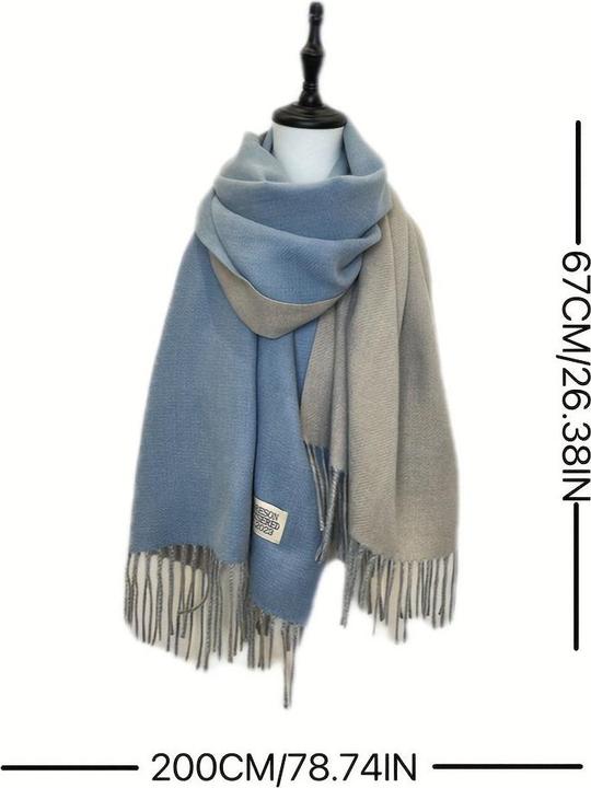 Immagine prodotto Only-Bags.Store Sciarpa bifacciale a due colori Basic Basic Imitazione Cashmere Sciarpa con nappe Autunno Inverno