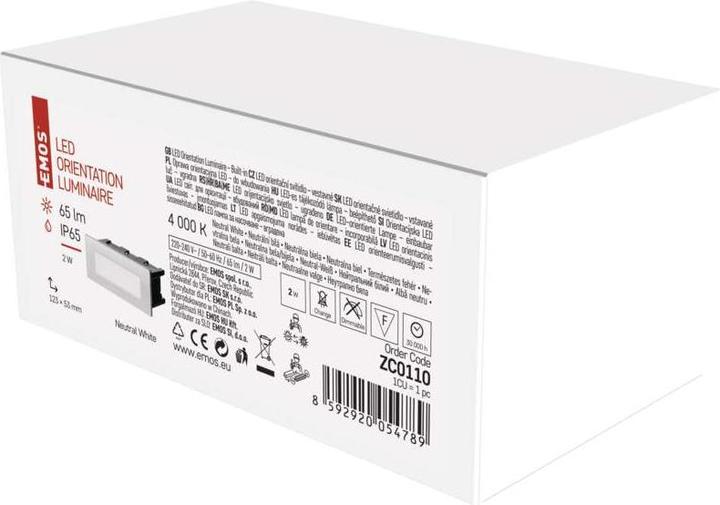 Produktbild Emos LED Treppenlicht – Einbauleuchte 123×53 1,5W neut.weiss IP65 (65 lm)