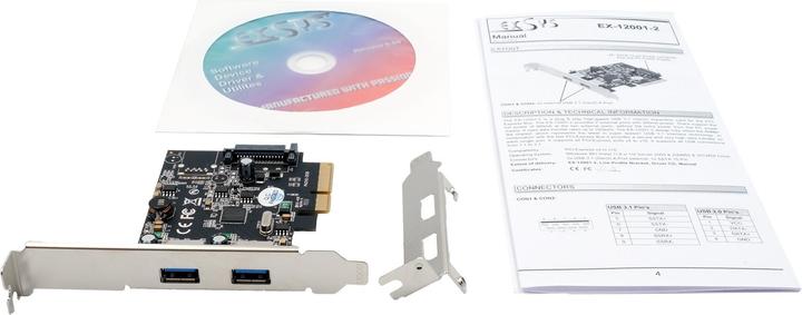 Immagine prodotto Exsys PCIe EX-12001-2, 2 porte USB 3.1 Gen2