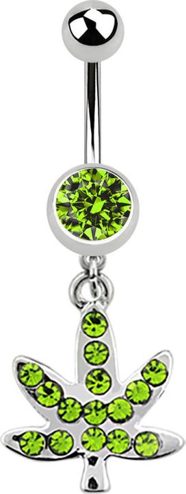 Immagine prodotto Star Piercing Banana in argento con ciondolo a forma di foglia di canapa e cristallo verde chiaro (senza ottone)
