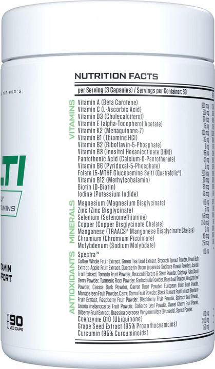 Nährwerte und Zutaten Vast Multi One Daily Vitamins (1 Stück, Kapseln, 71 g)