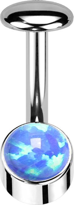 Immagine prodotto Star Piercing Threadless Labret-Stab Banane silber Zylinder silber Opal blau (Titanio)