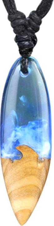 Immagine prodotto Star Piercing Collana nera con ciondolo Surf Mystic wave epossidico trasparente in legno d'ulivo (Organico, senza ottone)