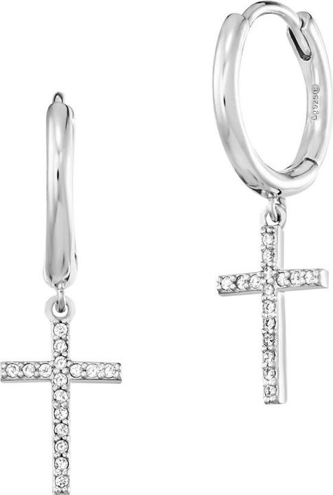 Engelsrufer Silver hoop earrings Cross with zircons ERE-LILCROS-ZCR (925er Silber)
