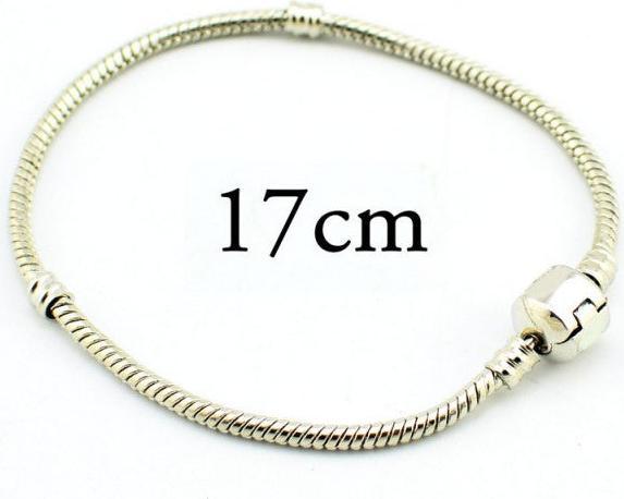Hermex Armband versilbert für Beads / Charms - 17cm Silbrig (17 cm, Metalllegierung)