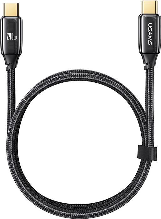 Actual product image Usams Charging Cable Type-C to Type-C - Black (2 m, USB 3.2 Gen 1, 240 W)