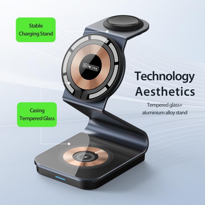 Actual product image Duzzona 3 in 1 MagSafe QI Wireless Multi Charging Station 15W (15 W)
