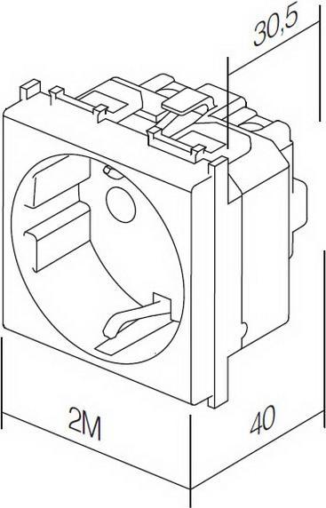 Actual product image TEM Series Module socket outlets SOCKET protective contactKS2PE 16A 250V
