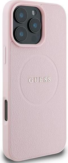 Produktbild Guess GUHMP15XPGHSMMP iPhone 15 Pro Max 6.7" różowy/pink MagSafe PU Grained Gold Ring (Apple iPhone 15 Pro Max)